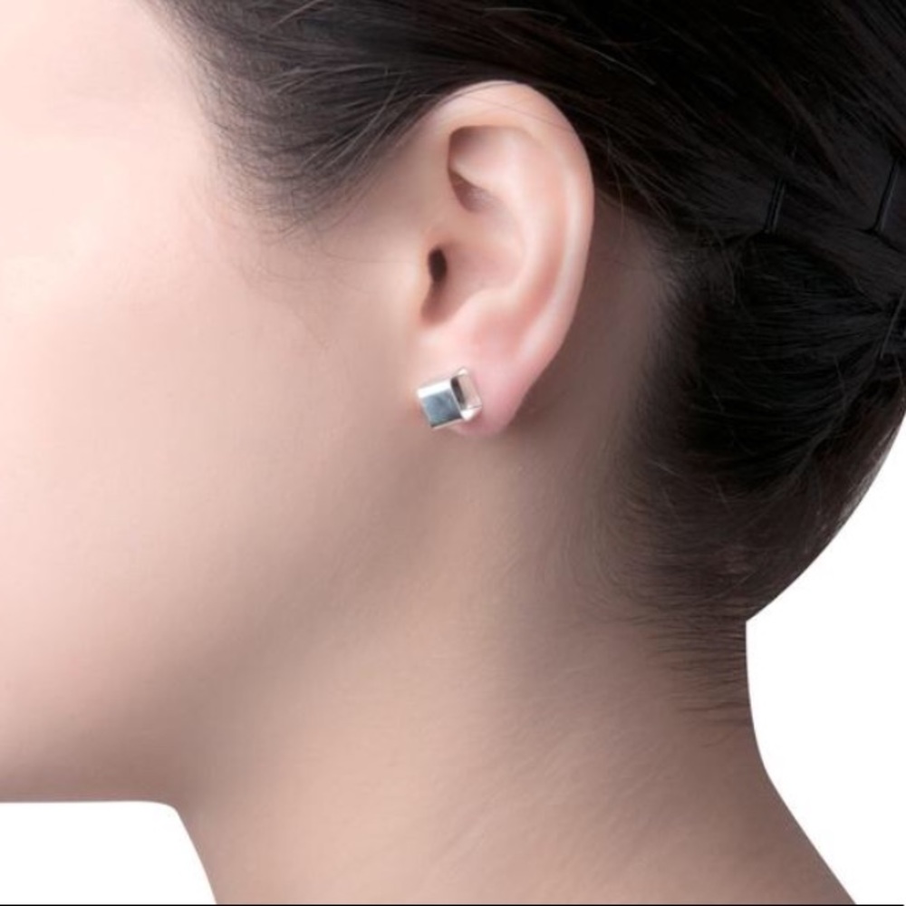 Sterling Silver Cube Stud Earrings